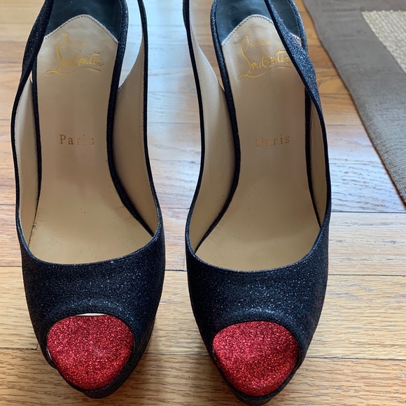 Christian Louboutin Shoes - Christian Louboutin Lady Peep Sling Glitter